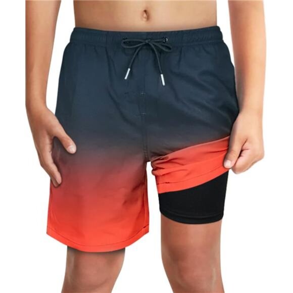 Boys Swim Bathing Trunks Soft Compression Liner No Chafing Swimming Beach Shorts - Picture 1 of 6